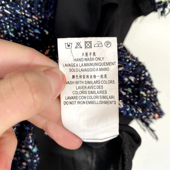 FRNCH Paris Wool Blend Frayed Tweed Top Large - Picture 5 of 8